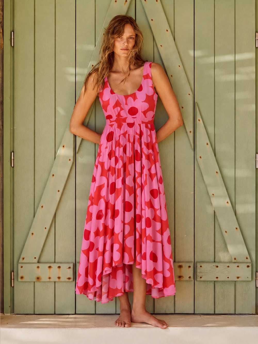 Mister Zimi Anabelle Floral Midi Dress in Spicy